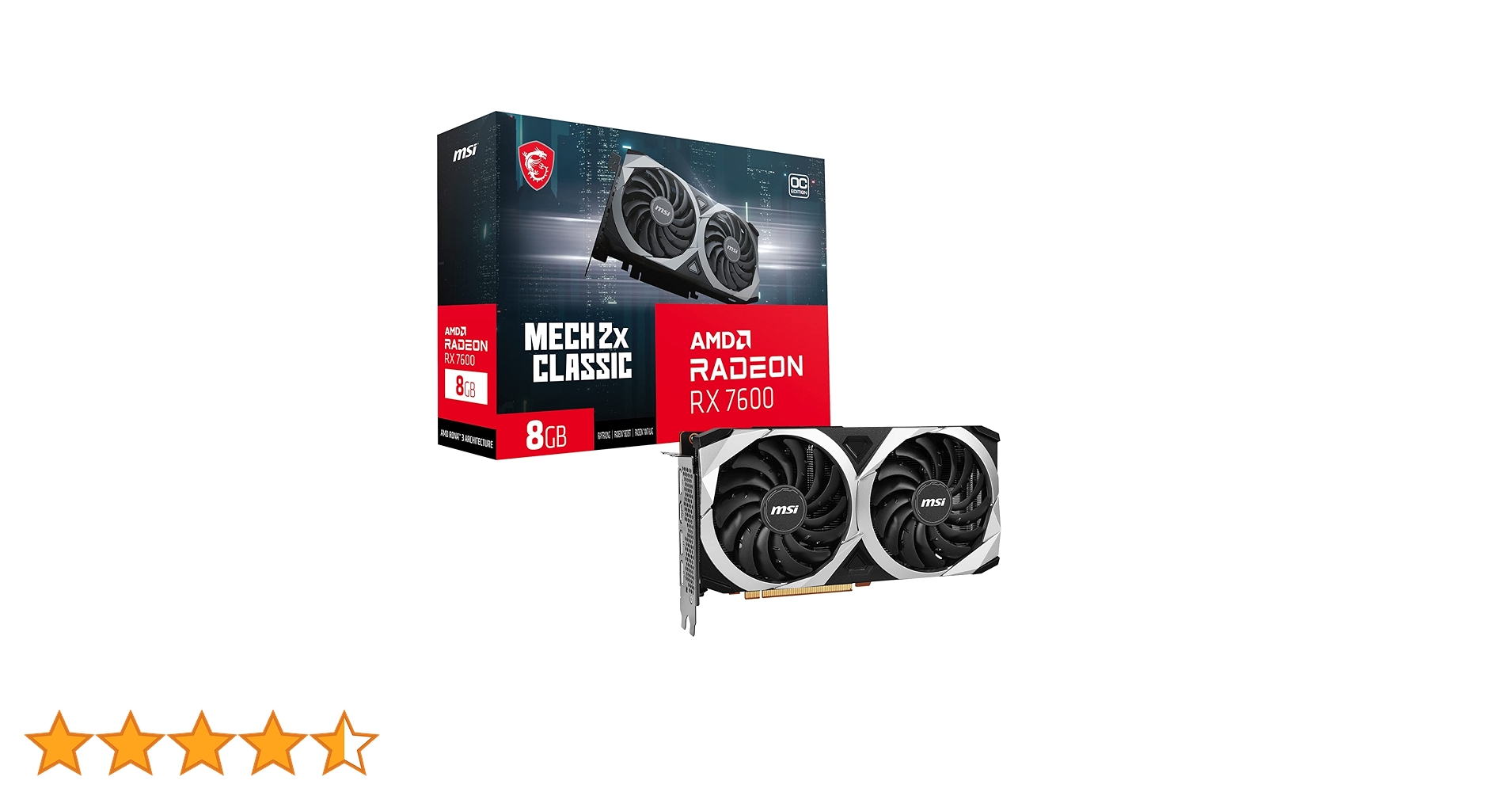 グラフィックボード・グラボ・ビデオカード MSI RADEON RX7600 MECH 2X CLASSIC 8G OC Amazon | Radeon RX 7600 MECH 2X クラシック 8G OC。 | MSI